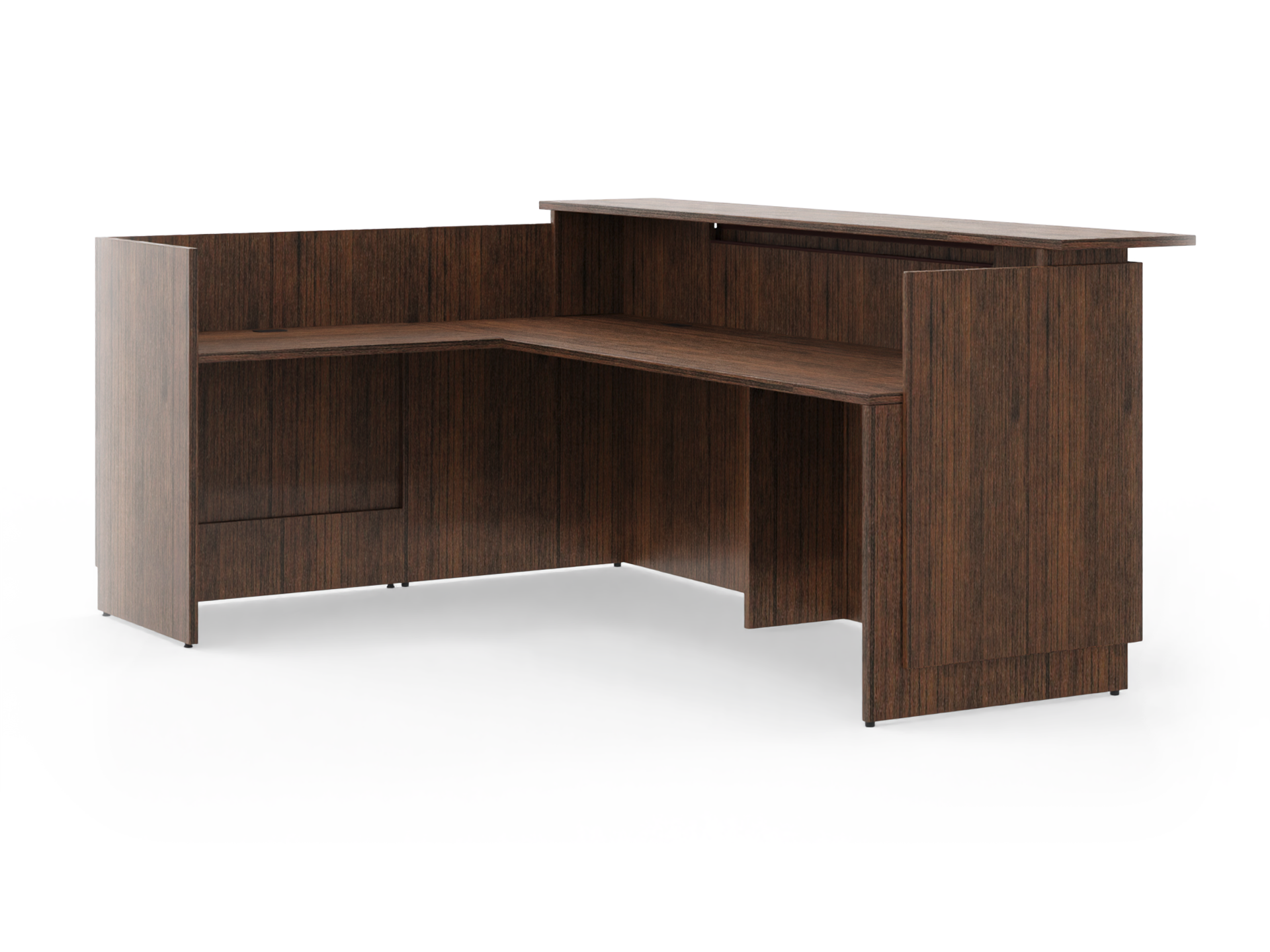 Zira Reception Desk Tiger Walnut Contemporary Design with High