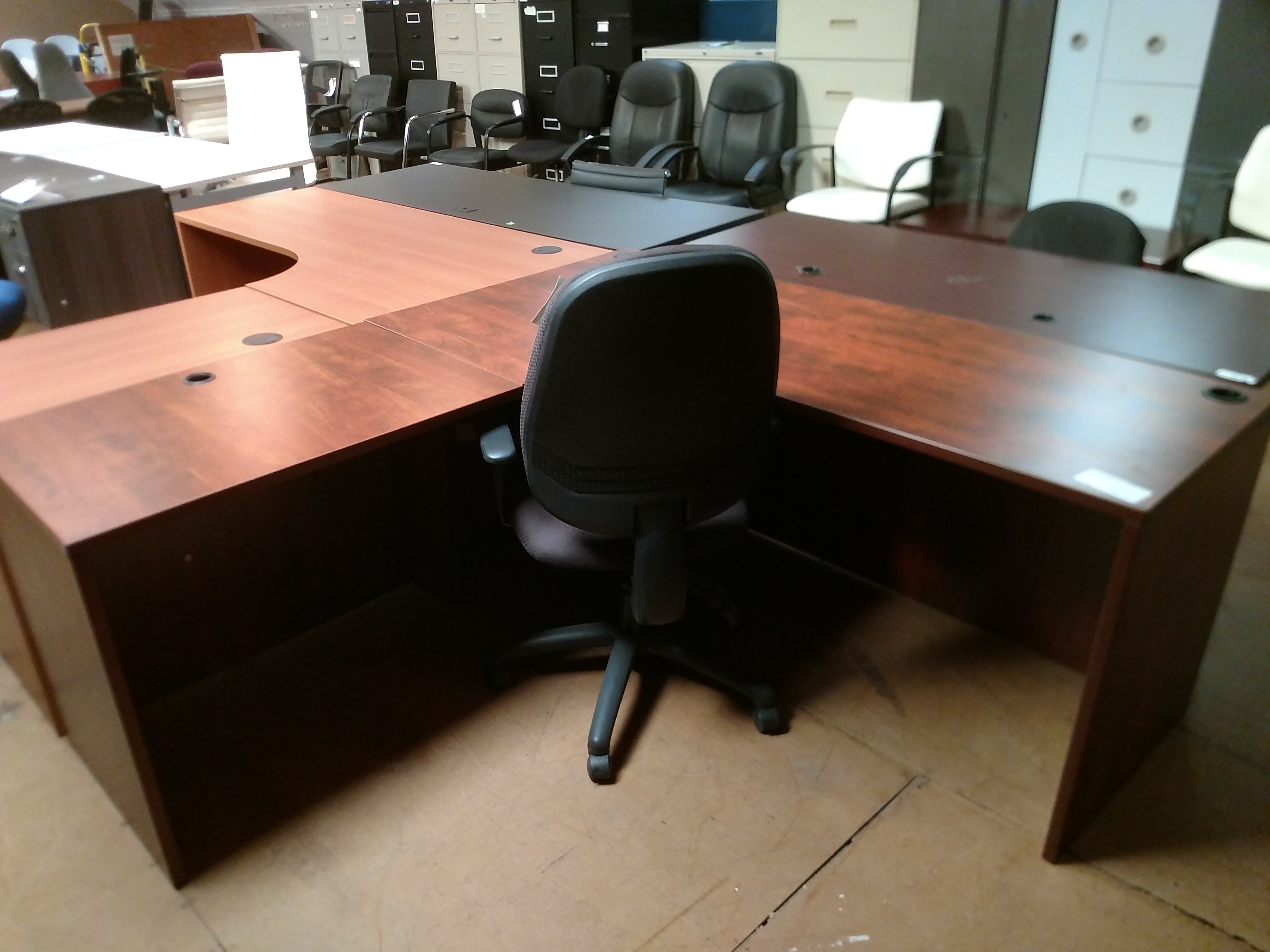 Lorell l sales shaped desk