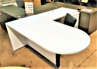 White Laminate Bullet Top L-Shape