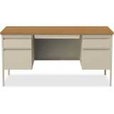 Lorell Fortress Series Double-Pedestal Oak Desk *Clearance*