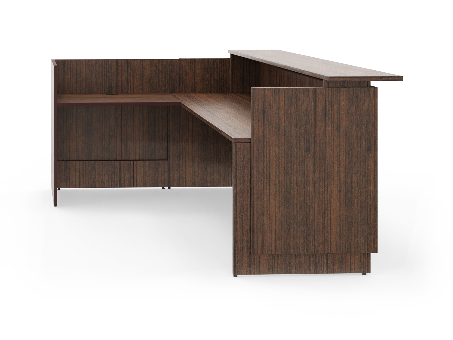 Zira Reception Desk Tiger Walnut Contemporary Design with High