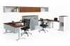 388/600 Series Office Furniture - modern two-tone laminate height adjustable desk workstations with overhead storage and filing