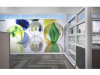 Custom Graphic Office Panels - modern reception desk with storage unit