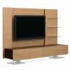 Foundations Office Furniture - modern wood veneer presentation media wall with credenza and shelving