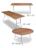 Iceberg's plywood folding tables are finished in a UV resistant natural finish. Tables are edged with aluminum and supported by hardwood runners for durability. Available in rectangle and round shapes and various sizes. Iceberg has fabric table covers for the 6' and 8'W tables. 