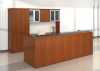Kingston Office Furniture - wood veneer reception desk with glass transaction counter and storage/filing