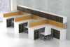 Modern + PanelX Office Furniture - modular two-tone laminate workstations with panel dividers, pedestals, and storage/filing